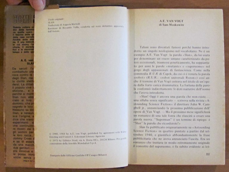 SLAN - Cosmo Oro, I ed. 1973