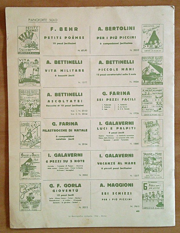 Spartito PINOCCHIO AVVENTURE DI UN BURATTINO, 1963 - Musiche di …