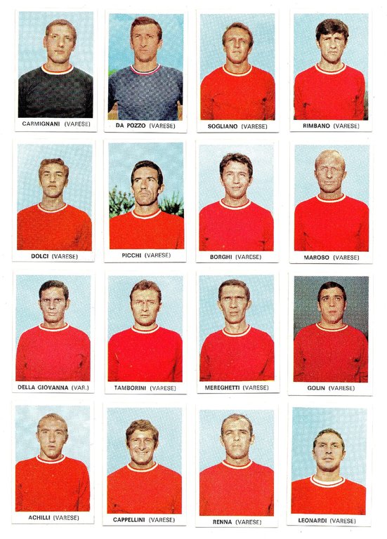 SQUADRA VARESE - 16 FIGURINE CALCIATORI EDIS, 1968-69 - DA EDICOLA