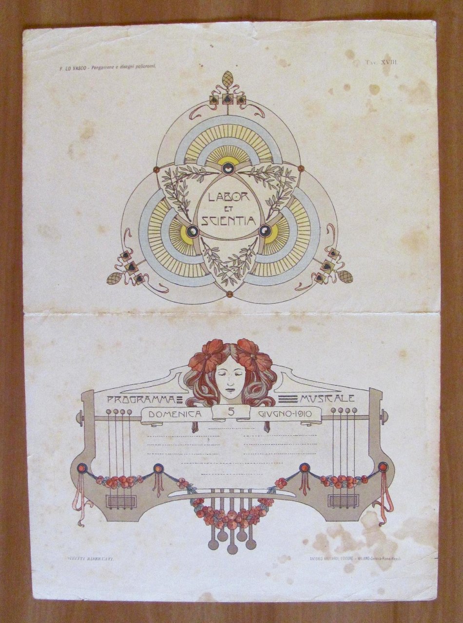 Stampa ART NOUVEAU di LO VASCO - Pergamene e disegni …