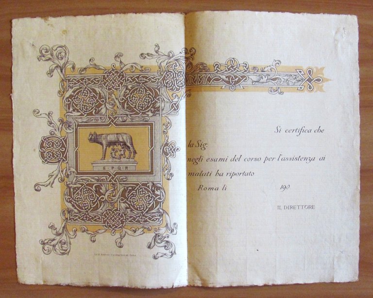 Stampa per Certificato CORSO per l'ASSISTENZA AI MALATI - 1900 …