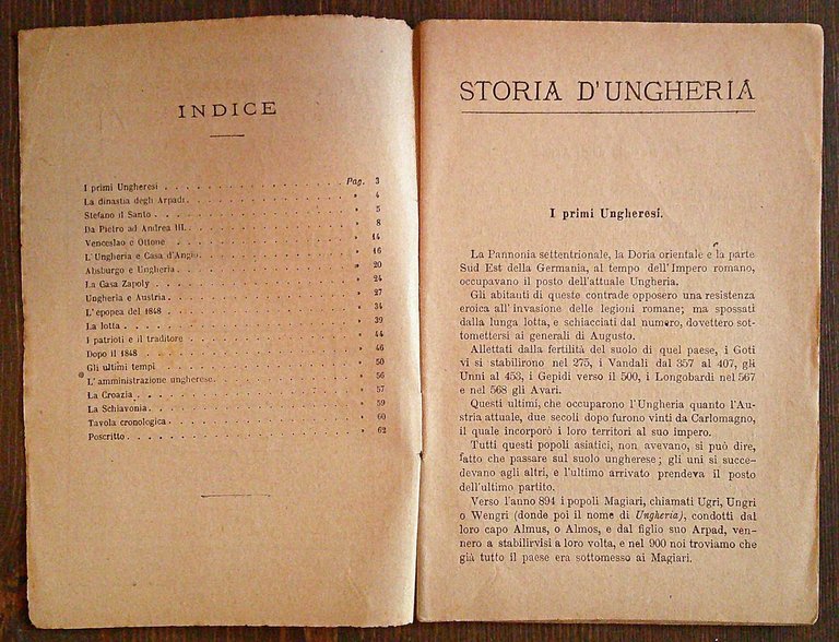 STORIA D'UNGHERIA - Biblioteca del Popolo, 1886 - Propaganda d'istruzione