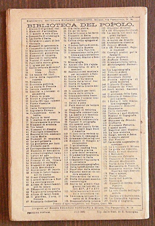 STORIA D'UNGHERIA - Biblioteca del Popolo, 1886 - Propaganda d'istruzione