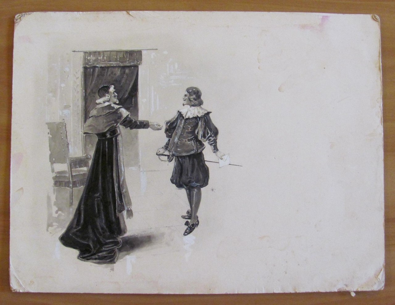 Tavola originale con Moschettiere primi '900 - 38x29 in Acquarello …