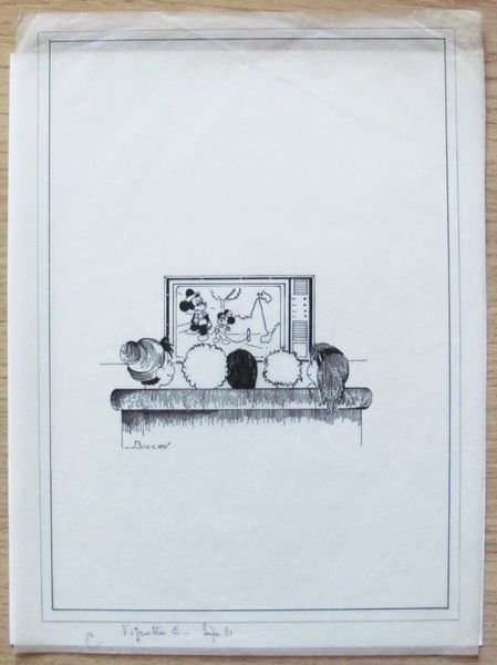 Tavola Originale di BILLARI (?) in china per Vignette Pubblicitarie …