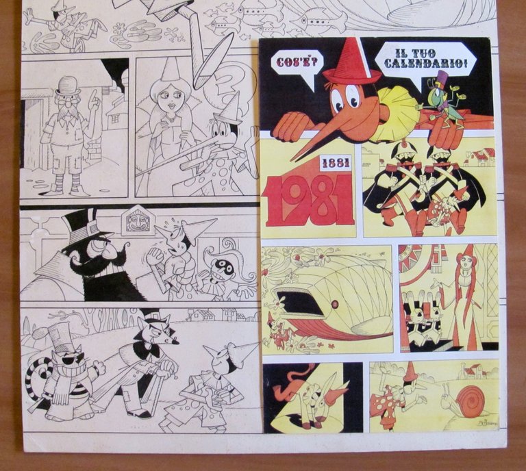 Tavola Originale PINOCCHIO per il Centenario, 1981 - Firmata BOTTARO …