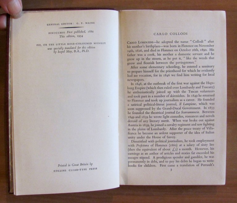 THE ADVENTURES OF PINOCCHIO, 1954 - ill. NICKLESS