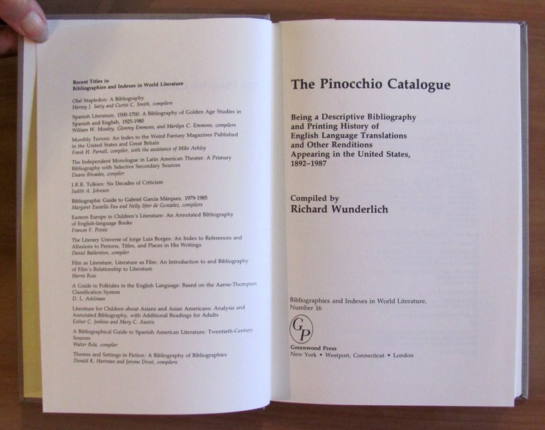 THE PINOCCHIO CATALOGUE 1892-1987