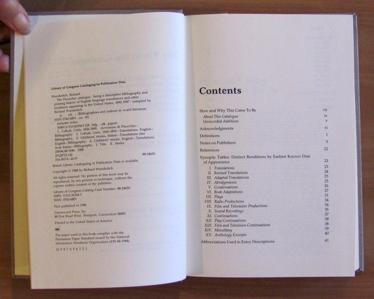 THE PINOCCHIO CATALOGUE 1892-1987