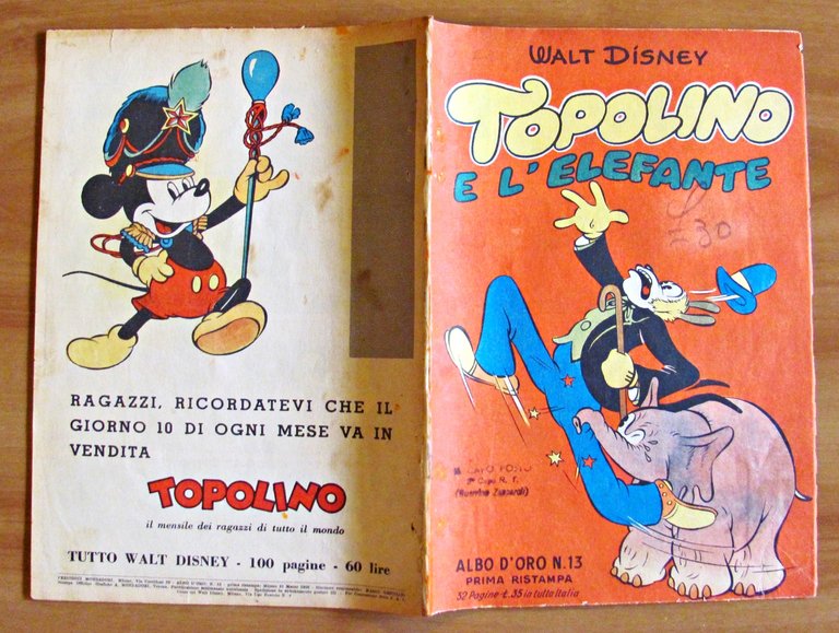 TOPOLINO E L'ELEFANTE - Albo d'Oro N.13, 1950 - Prima …