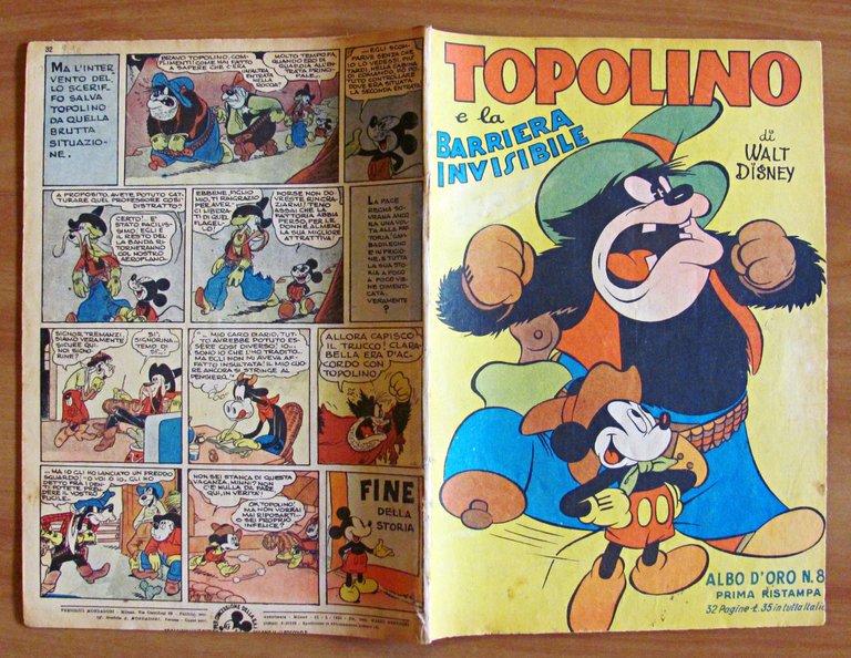 TOPOLINO E LA BARRIERA INVISIBILE - Albo d'Oro N.8, 1950 …