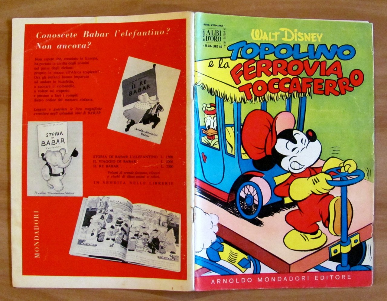 TOPOLINO E LA FERROVIA TOCCAFERRO - Albo d'Oro N.33, 1955