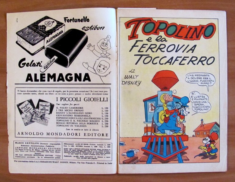TOPOLINO E LA FERROVIA TOCCAFERRO - Albo d'Oro N.33, 1955