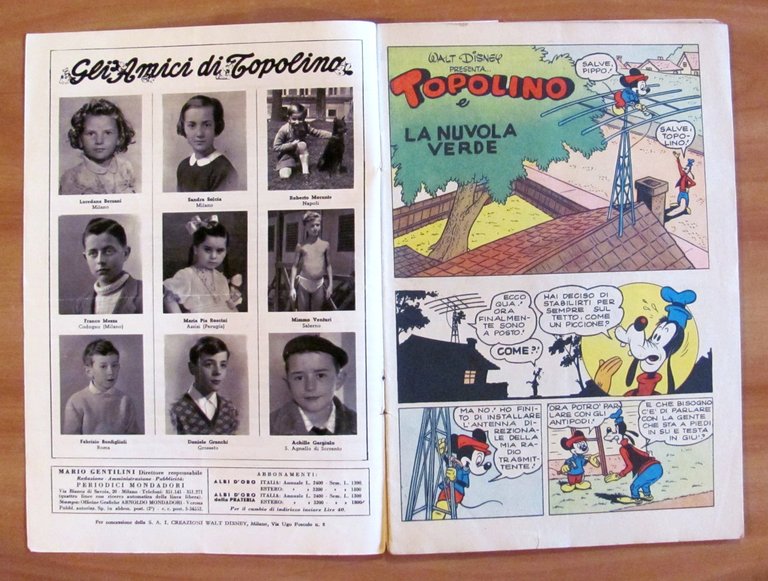 TOPOLINO E LA NUVOLA VERDE - Albo d'Oro N.34, 1953