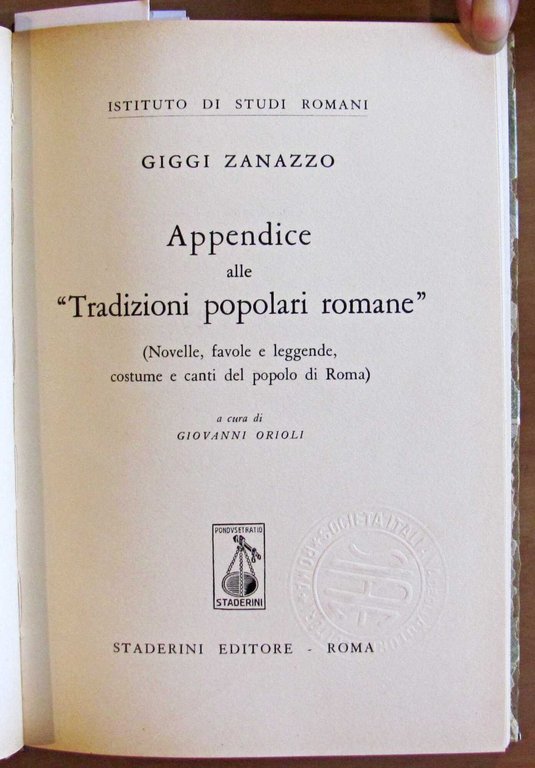 TRADIZIONI POPOLARI ROMANE - Appendice, 1960 | Immagine Gallery 3
