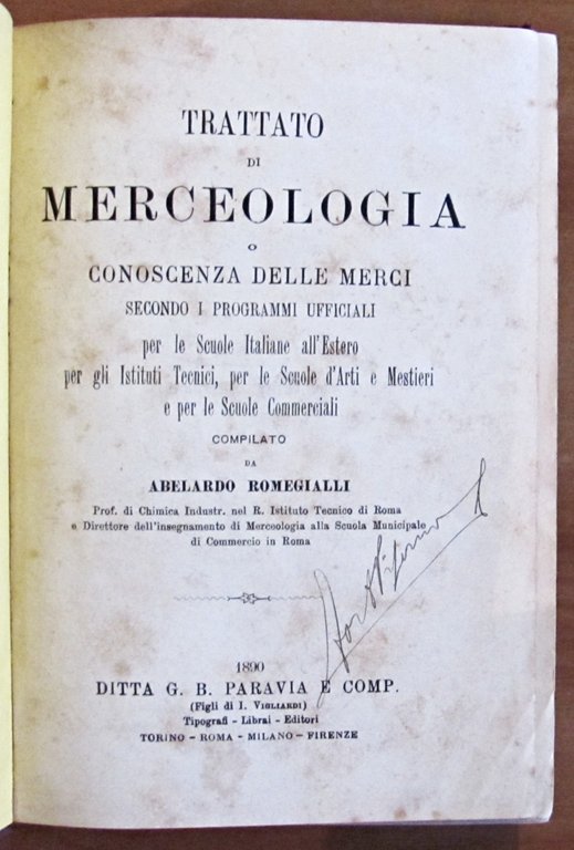 TRATTATO DI MERCEOLOGIA