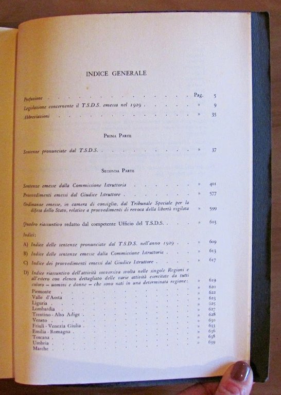 TRIBUNALE SPECIALE PER LA DIFESA DELLO STATO - Decisioni emesse …