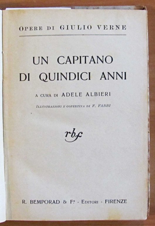 UN CAPITANO DI QUINDICI ANNI, 1928 - ill. FABBI