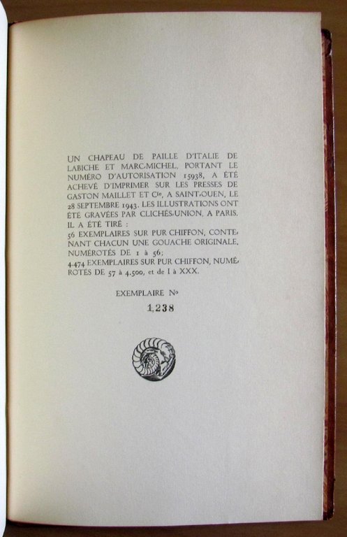 UN CHAPEAU DE PAILLE D'ITALIE, 1943 - ill. PEYNET