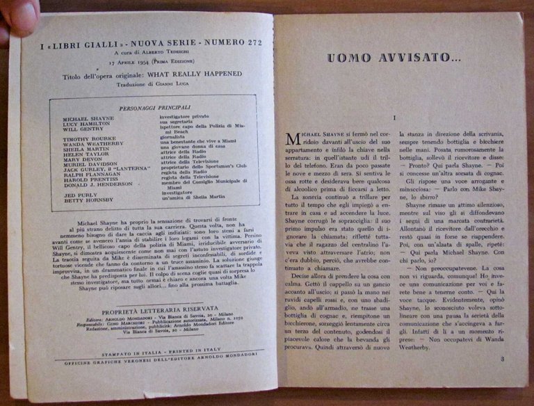 UOMO AVVISATO... - Gialli Mondadori N.272, I ed. 1954 | Immagine Gallery 3