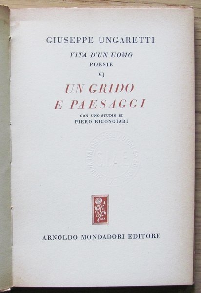 VITA D'UN UOMO - VOL.IX UN GRIDO E PAESAGGI