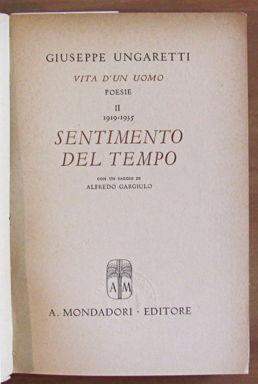 VITA D'UN UOMO VOL. II - SENTIMENTO DEL TEMPO - …