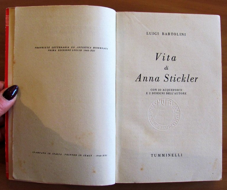 VITA DI ANNA STICKLER. Collana Nuova Bilioteca Italiana N.19