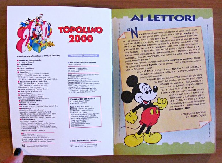 WALT DISNEY -SPECIALE TOPOLINO 2000 Con 1000 curiosità e tante …