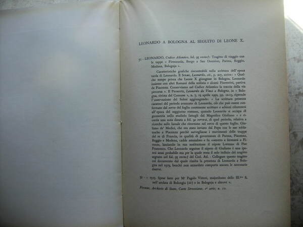 DOCUMENTI E MEMORIE RIGUARDANTI LEONARDO DA VINCI A BOLOGNA E …