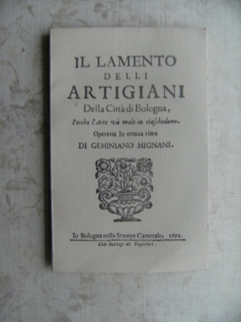 IL LAMENTO DELLI ARTIGIANI DELLA CITTA' DI BOLOGNA | Immagine principale