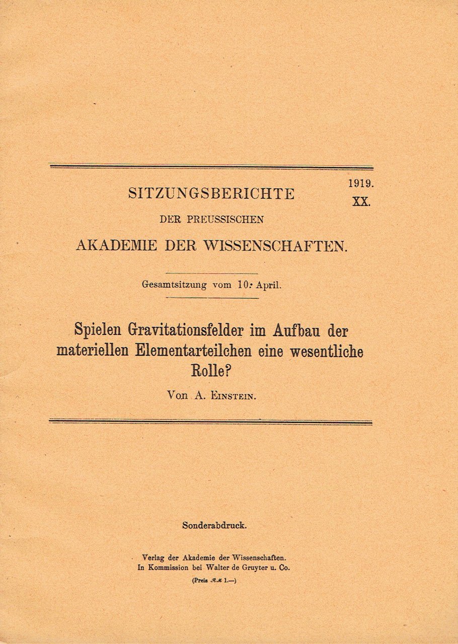 SPIELEN GRAVITATIONSFELDER IM AUFBAU DER MATERIELLEN ELEMENTARTEILCHEN EINE WESENTLICHE ROLLE? …