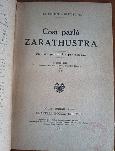Così parlò Zarathustra - Bocca ed. 1921 | Immagine Gallery 3