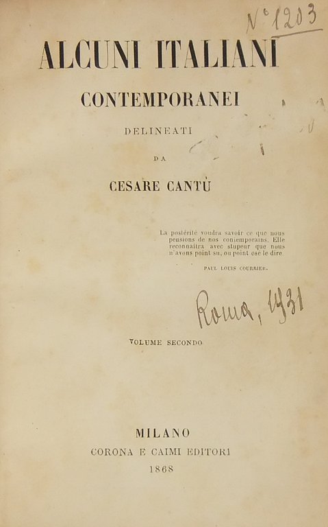 Alcuni italiani contemporanei. Vol. II - G.D. Romagnosi; L.E. Corvetto; … | Immagine Gallery 2