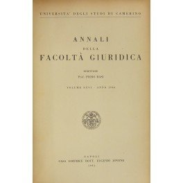 Annali della Facoltà Giuridica dell'Università degli Studi di Camerino. Vol. … | Immagine principale