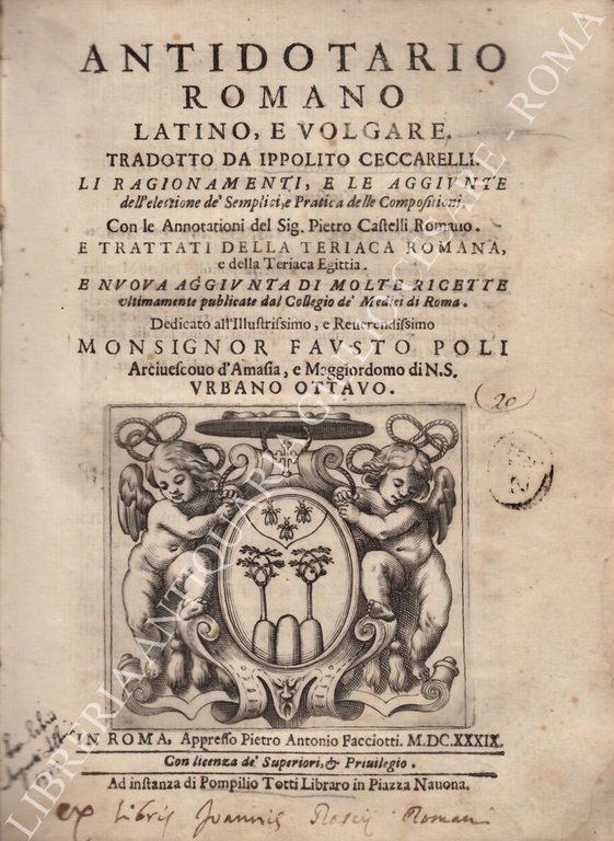 Antidotario romano latino, e volgare. Tradotto da Ippolito Ceccarelli. Li … | Immagine Gallery 2