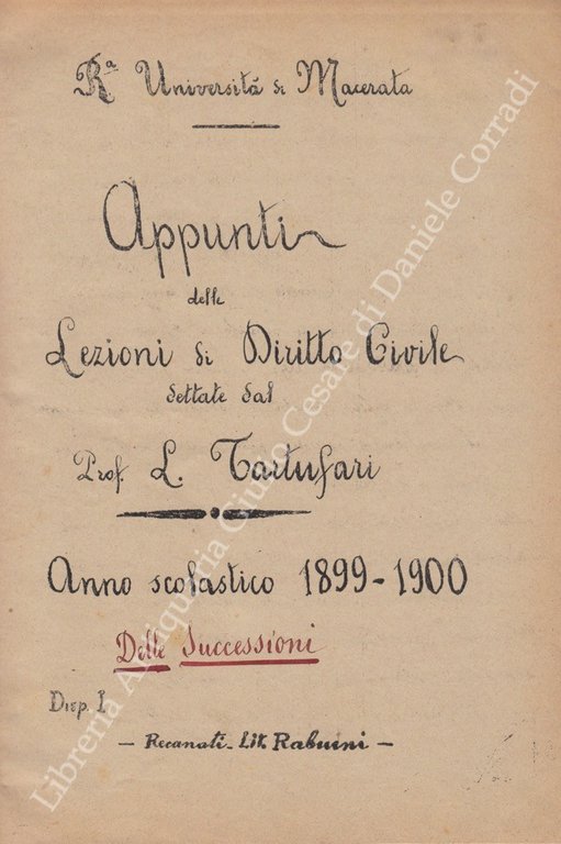 Appunti delle lezioni di diritto civile. Anno scolastico 1899-1900. Delle … | Immagine Gallery 2