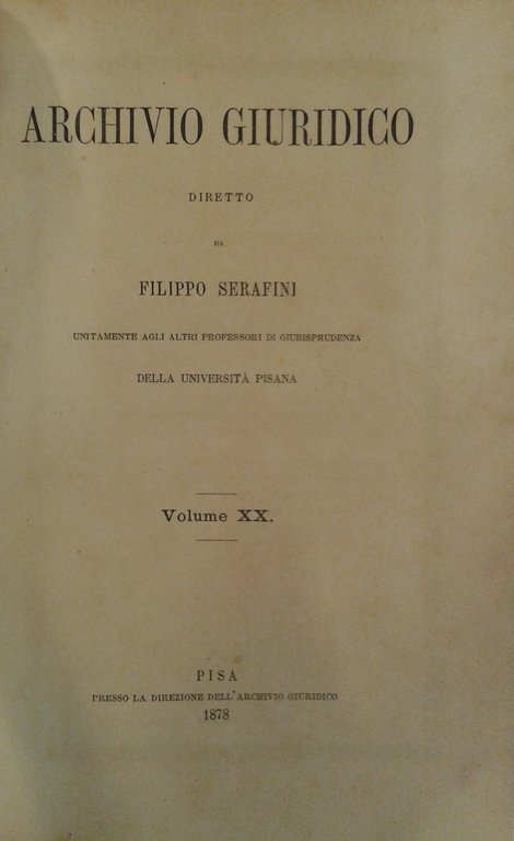 Archivio Giuridico. Diretto da Filippo Serafini. Volume XX | Immagine Gallery 2