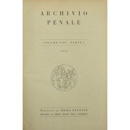 Archivio penale. Volume VIII - Anno 1952