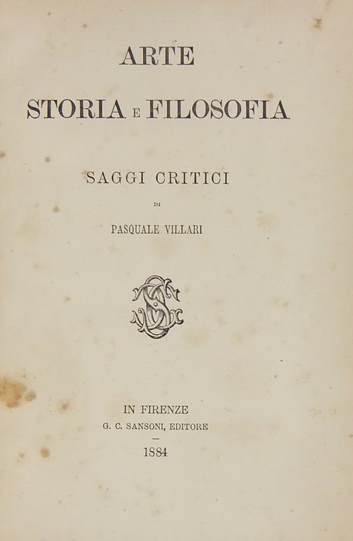 Arte storia e filosofia. Saggi critici. | Immagine Gallery 2