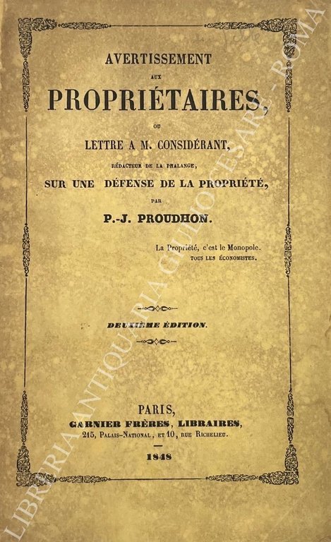 Avertissement aux proprietaires ou lettre a M. Considerant, redacteur de … | Immagine Gallery 2