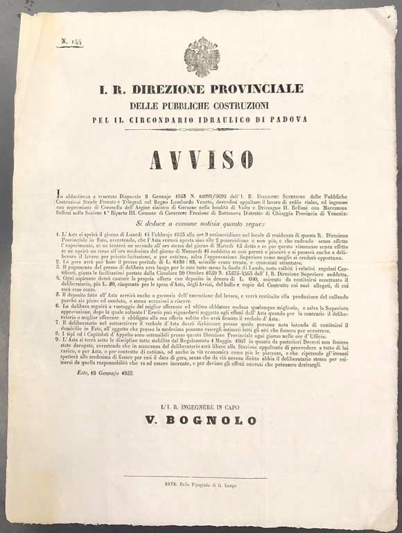 Avviso. I. R. Direzione Provinciale delle pubbliche costruzioni per il … | Immagine Gallery 2