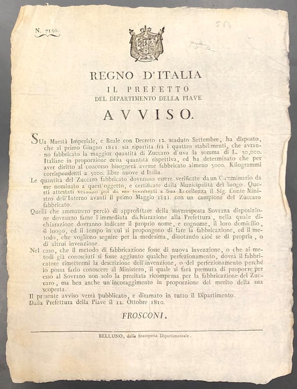 Avviso. Il prefetto del dipartimento della Piave distribuirà un compenso … | Immagine Gallery 2