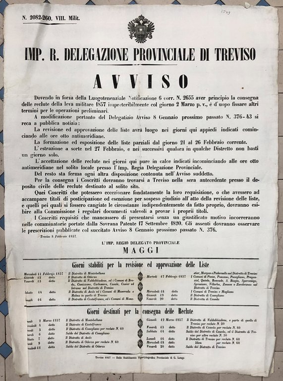 Avviso. Imp. R. Delegazione Provinciale di Treviso. Preparazione delle liste … | Immagine Gallery 2