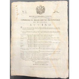 Avviso. Imperiale R. Delegazione Provinciale di Belluno. Dopo aver preparato …