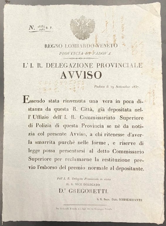 Avviso. L'I. R. Delegazione Provinciale. Con il presente avviso si … | Immagine Gallery 2