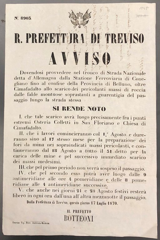 Avviso. R. Prefettura di Treviso. Comunicazione di inizio lavori in … | Immagine Gallery 2