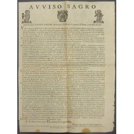 Avviso Sagro. Annuncio da parte dell'arcivescovo di Larissa di una …