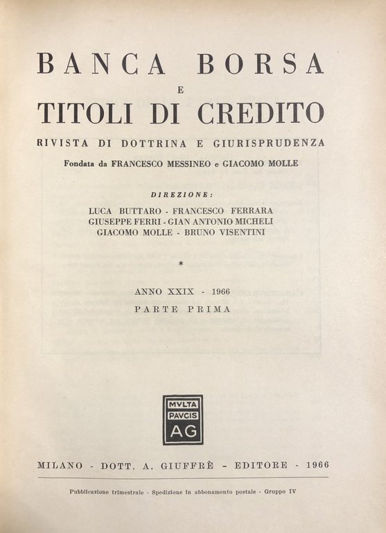 Banca borsa e titoli di credito. Rivista di Dottrina e … | Immagine Gallery 2