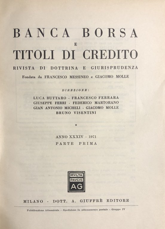 Banca borsa e titoli di credito. Rivista di Dottrina e … | Immagine Gallery 2