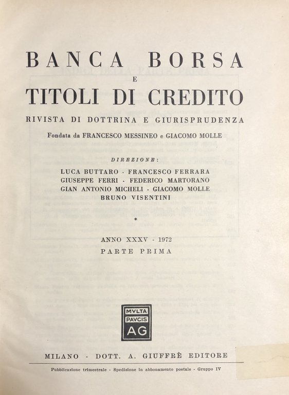 Banca borsa e titoli di credito. Rivista di Dottrina e … | Immagine Gallery 2